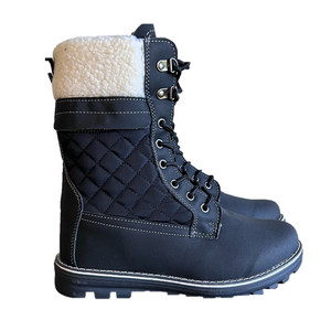 Polar Lace Up Quilted Faux Fur Lined Women's Boot With Side Zip Pocket Size 7